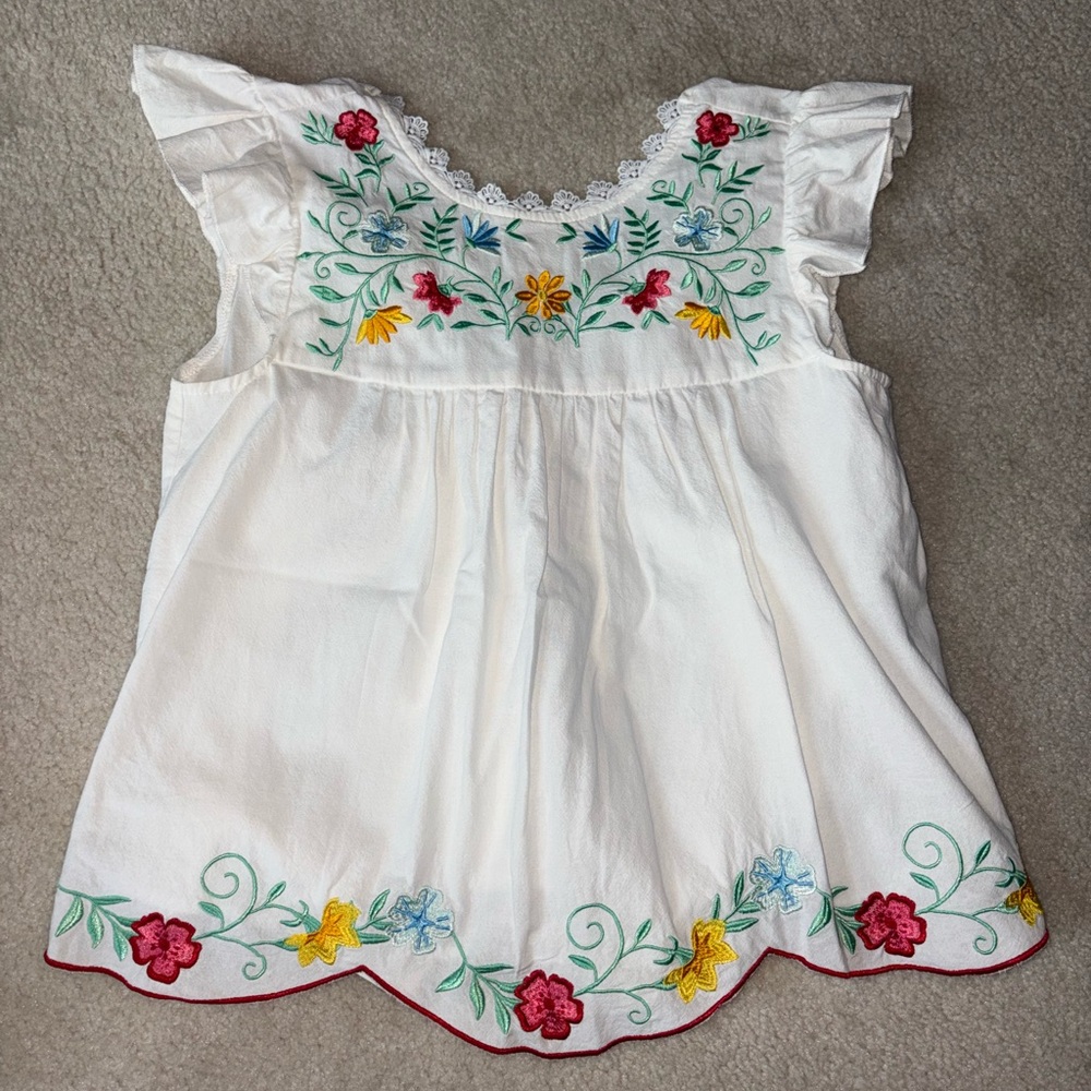 SHEIN White Floral Embroidered Blouse
